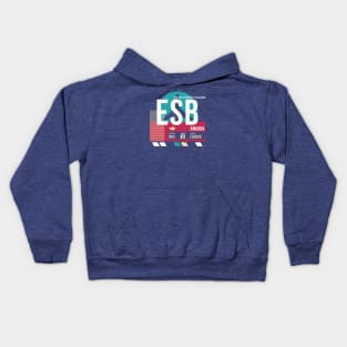 Ankara, Turkey (ESB) Airport Code Baggage Tag Kids Hoodie